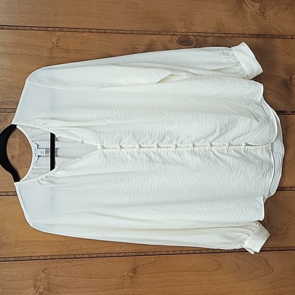 Nine West Creamy Ivory White Button Down Tunic Women's Plus XXL